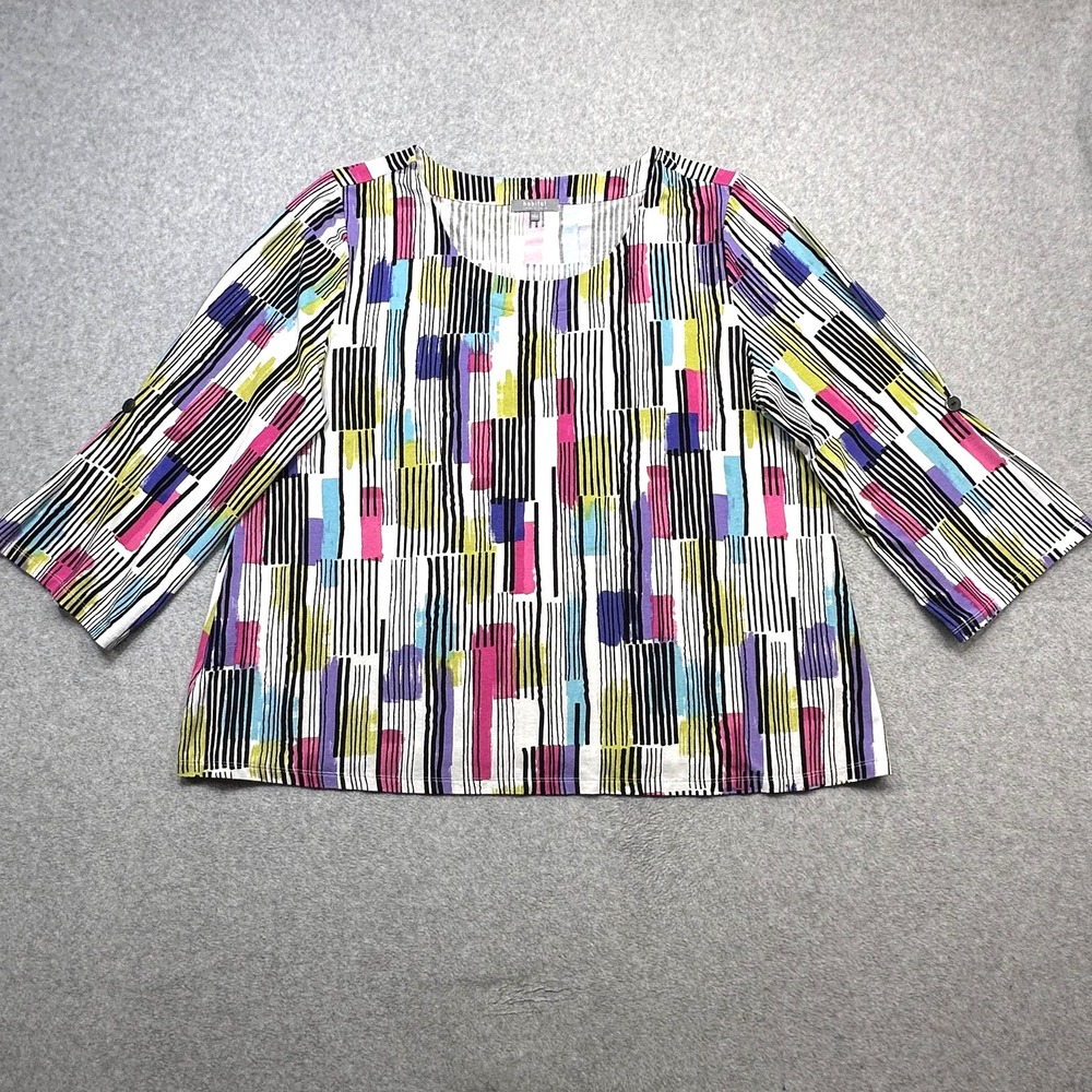 Habitat Celebration Swing Shirt Womens Large Multicolor Abstract 3/4 Sleeve Art
